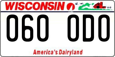 WI license plate 060ODO