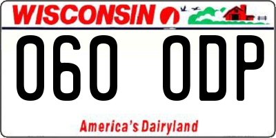 WI license plate 060ODP
