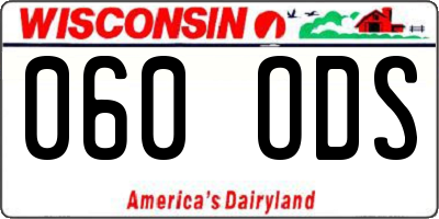 WI license plate 060ODS