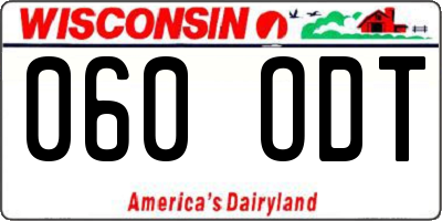 WI license plate 060ODT