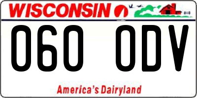 WI license plate 060ODV