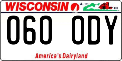 WI license plate 060ODY