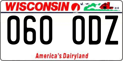 WI license plate 060ODZ
