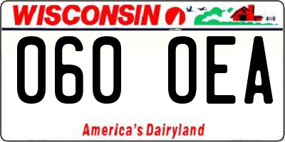 WI license plate 060OEA