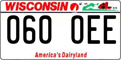 WI license plate 060OEE