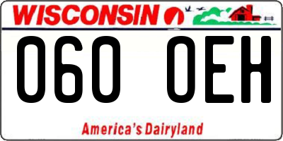 WI license plate 060OEH