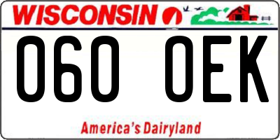 WI license plate 060OEK