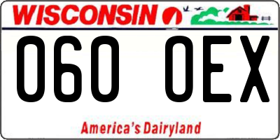 WI license plate 060OEX