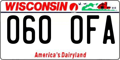 WI license plate 060OFA