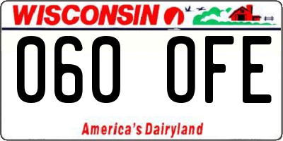 WI license plate 060OFE