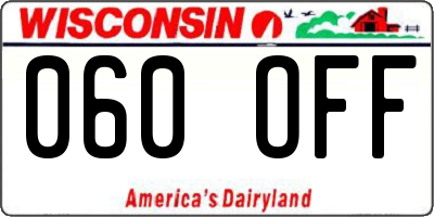 WI license plate 060OFF