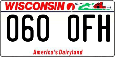 WI license plate 060OFH
