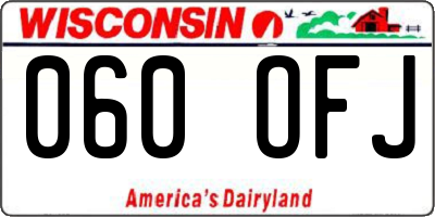 WI license plate 060OFJ