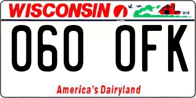 WI license plate 060OFK