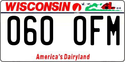 WI license plate 060OFM
