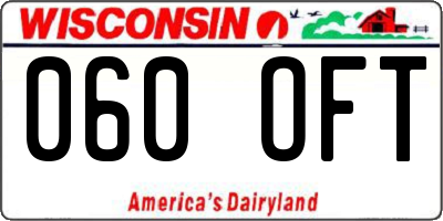 WI license plate 060OFT