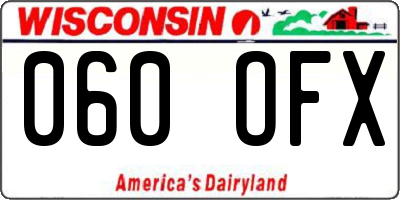 WI license plate 060OFX
