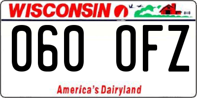 WI license plate 060OFZ