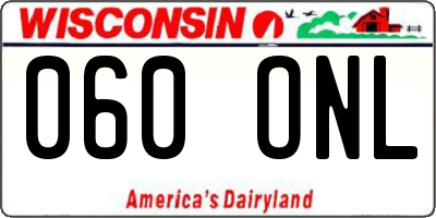 WI license plate 060ONL