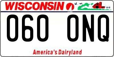 WI license plate 060ONQ