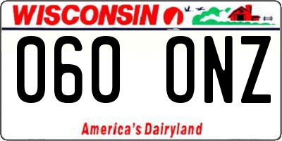 WI license plate 060ONZ