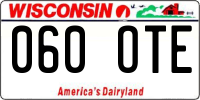 WI license plate 060OTE