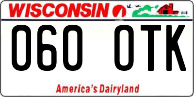 WI license plate 060OTK