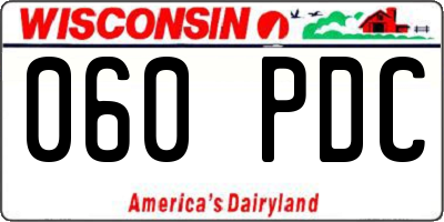 WI license plate 060PDC
