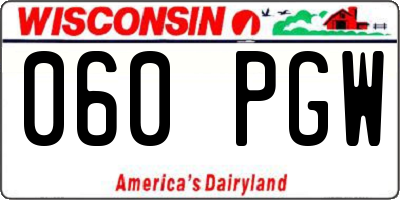 WI license plate 060PGW