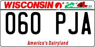 WI license plate 060PJA