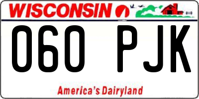 WI license plate 060PJK
