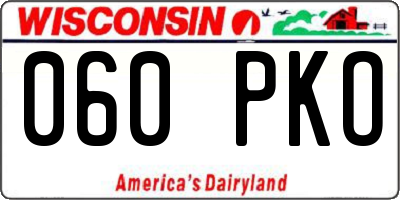 WI license plate 060PKO