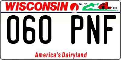 WI license plate 060PNF