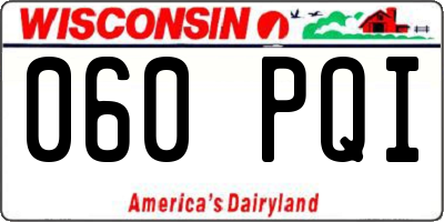 WI license plate 060PQI