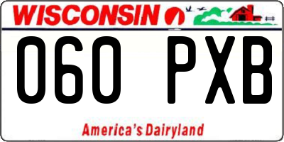WI license plate 060PXB