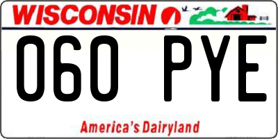 WI license plate 060PYE