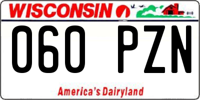 WI license plate 060PZN