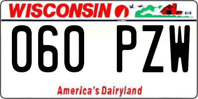 WI license plate 060PZW