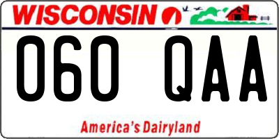 WI license plate 060QAA