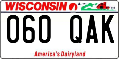 WI license plate 060QAK
