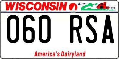 WI license plate 060RSA