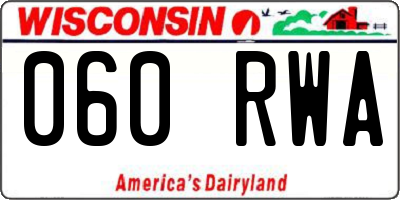 WI license plate 060RWA