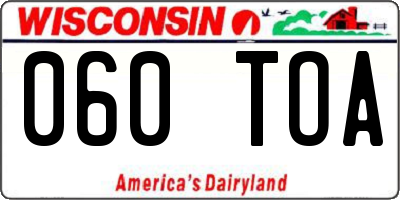 WI license plate 060TOA