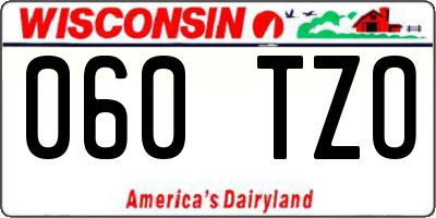 WI license plate 060TZO