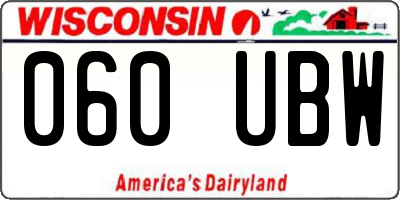 WI license plate 060UBW