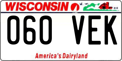 WI license plate 060VEK