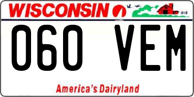 WI license plate 060VEM