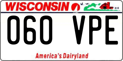 WI license plate 060VPE