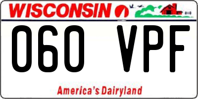 WI license plate 060VPF