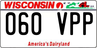 WI license plate 060VPP
